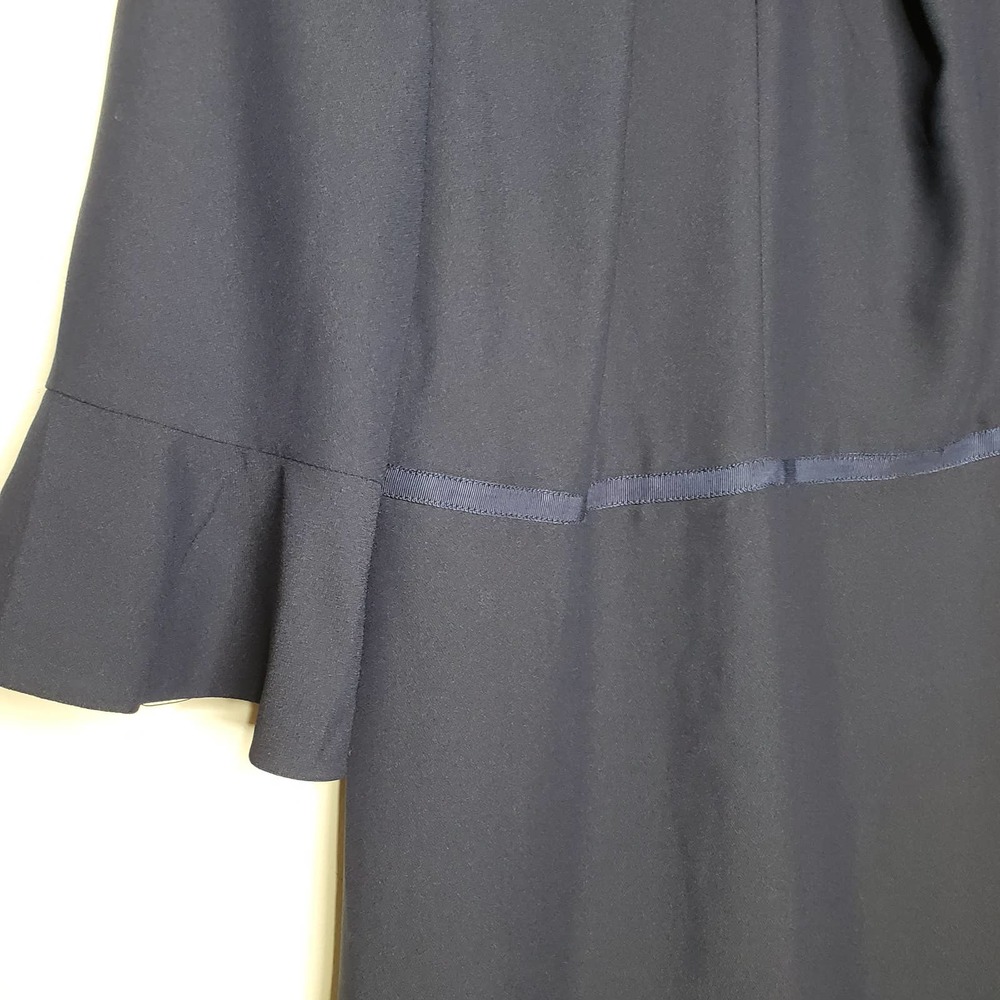 Draper James Navy Nassau Keyhole Shift Dress Flare Sleeves Work Shower, sz 6 - Picture 3 of 7